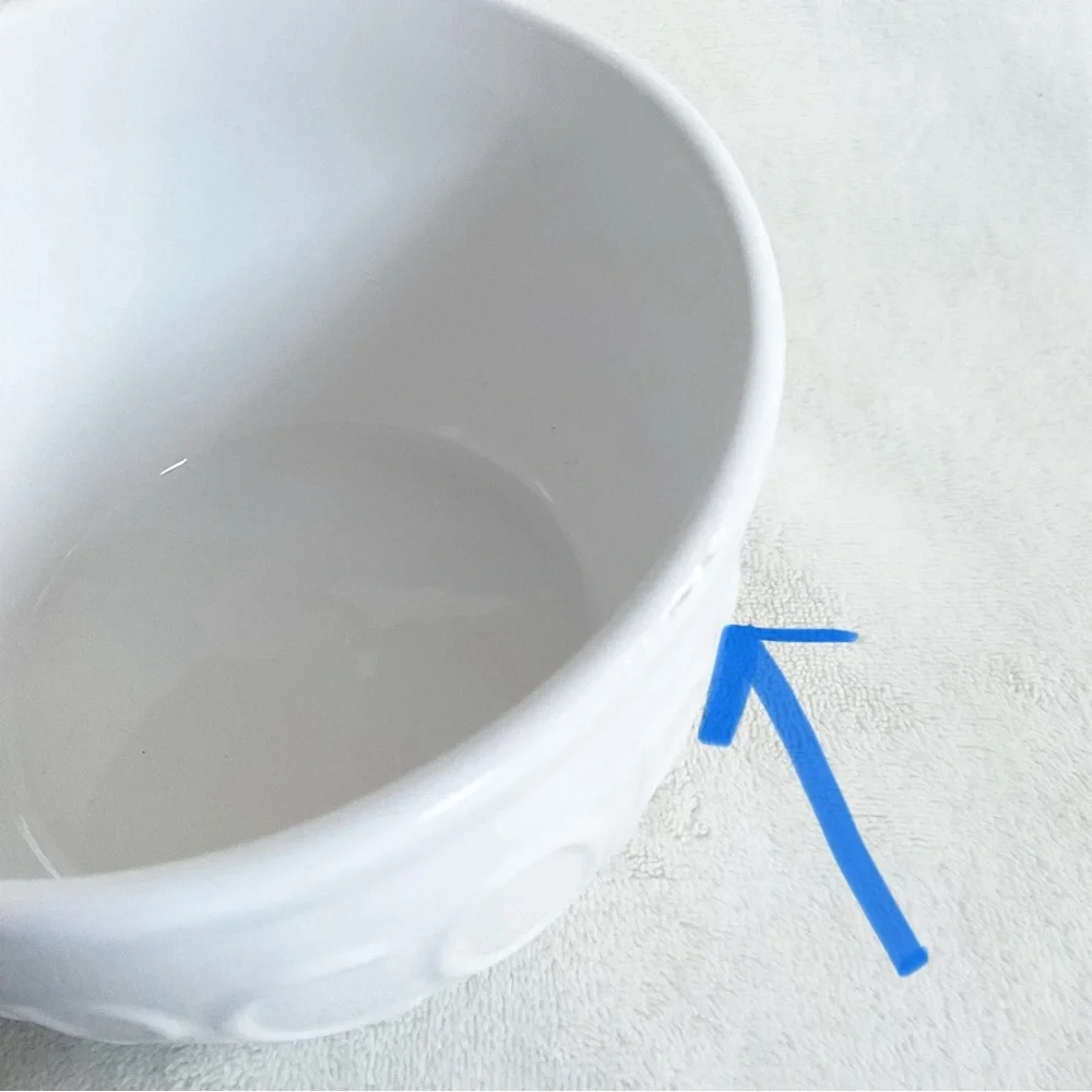 Crate & Barrel POPCORN Embossed Bowl White BIA Cordon Bleu Movie Night